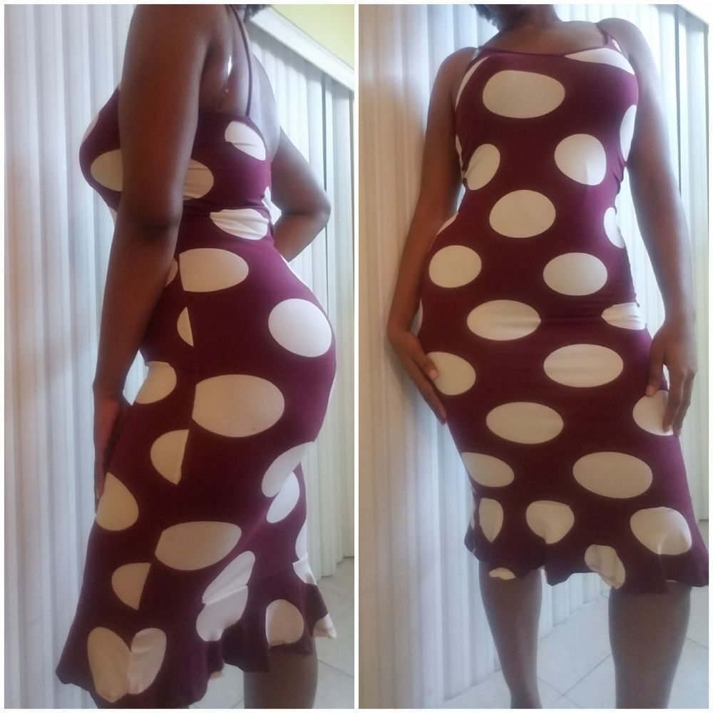 Polka Dot Burgundy Dress